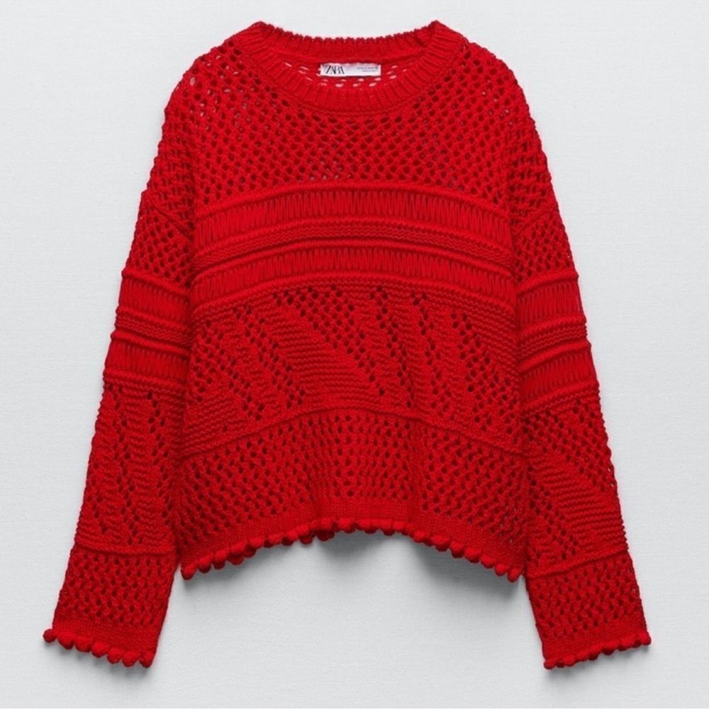 Zara red knit sweater